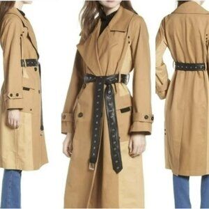 Avec Les Filles $169 Colorblock Trench Coat Size Small NWT